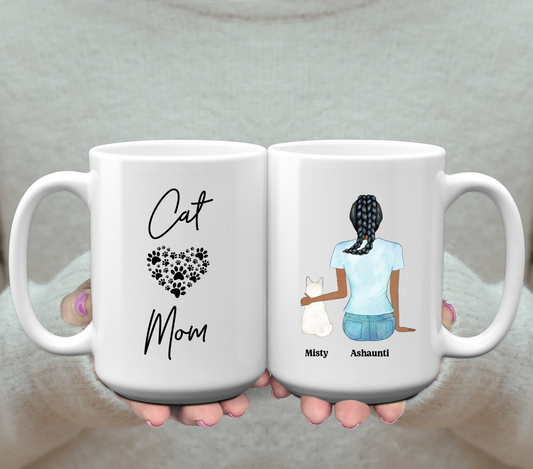 Cat Love Mom - Personalize Mug