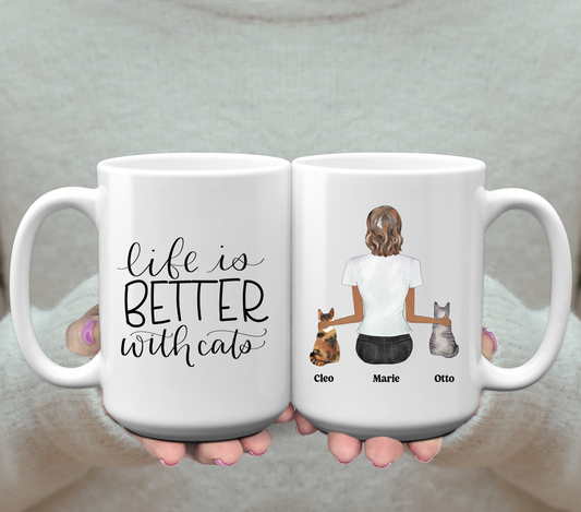 Life Is Better With Cats Personalized Mugs