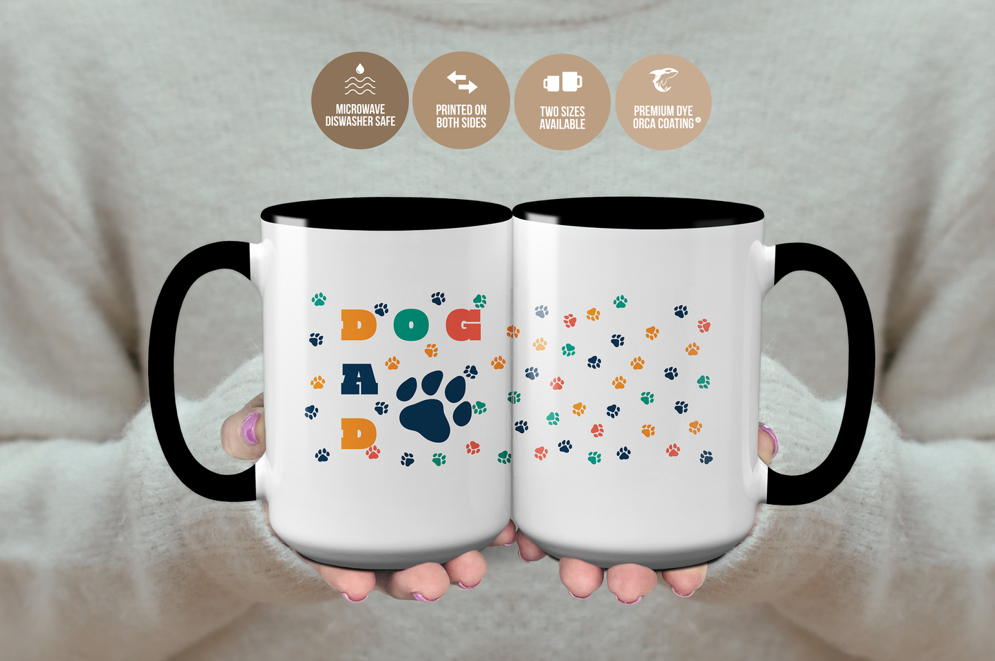 Cute Paw Print Dog Dad Mug