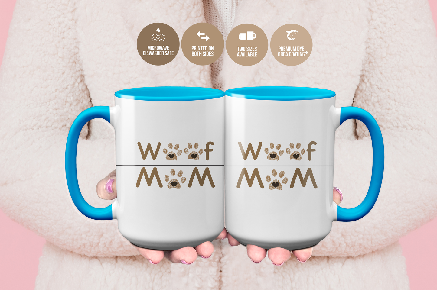 Woof Paw Print Dog Mom Mug