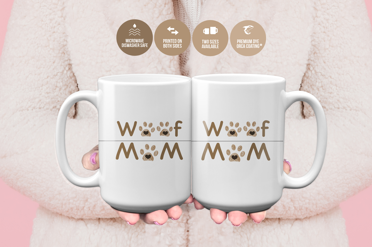 Woof Paw Print Dog Mom Mug