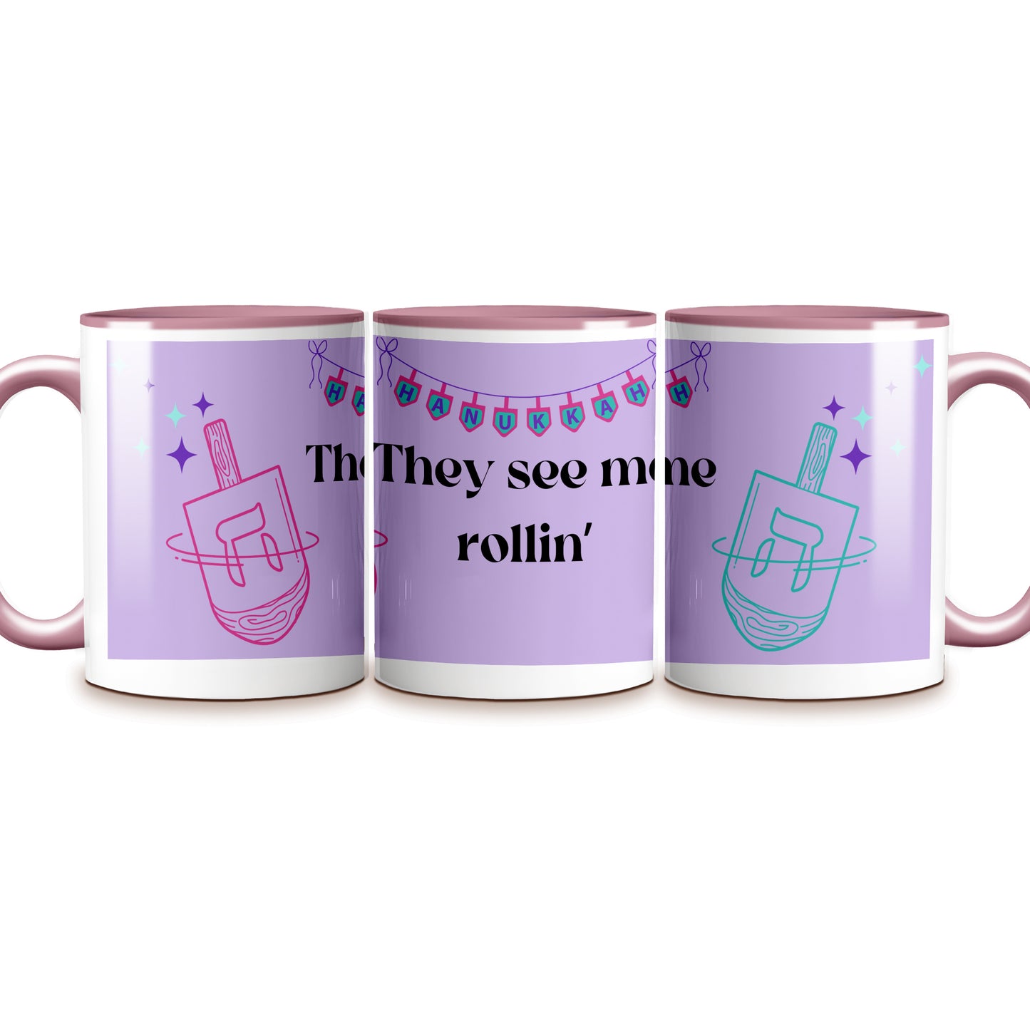 Funny "They See Me Rollin'" Hanukkah Mug
