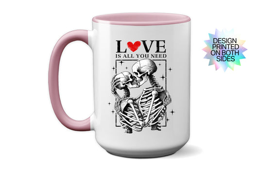 New "Love Is All You Need" Mug with Skeletons - A Unique Valentine’s Day Gift