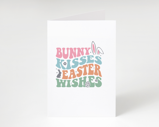 Cute "Bunny Kisses & Easter Wishes" Easter Greeting Card