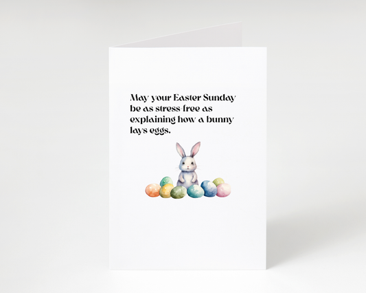 Funny "Bunny Lays Eggs" Easter Greeting Card