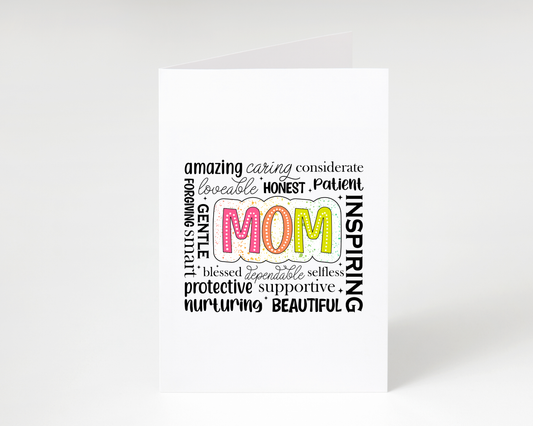 Happy Mother's Day "Inspiring, Amazing, and Nurturing Mom" Card