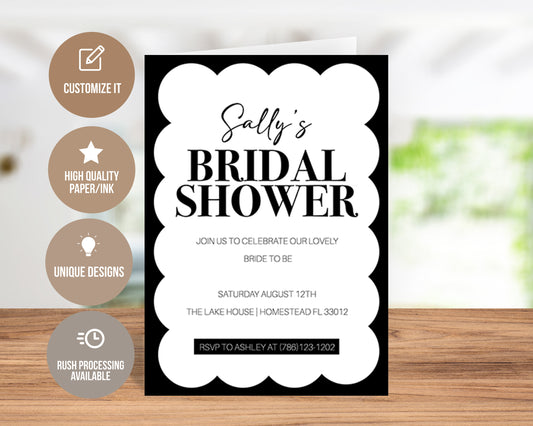 Black and White Bridal Shower Invitation Greeting Card