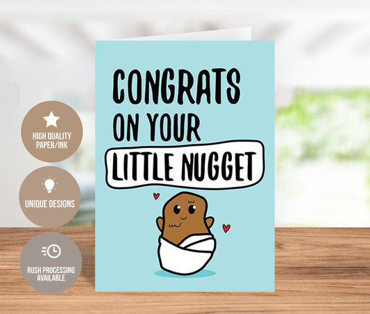 Congrats On Your Little Nugget for Boy Greeting Card