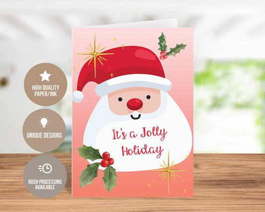 It's a Jolly Holiday Santa Christmas Greeting Card