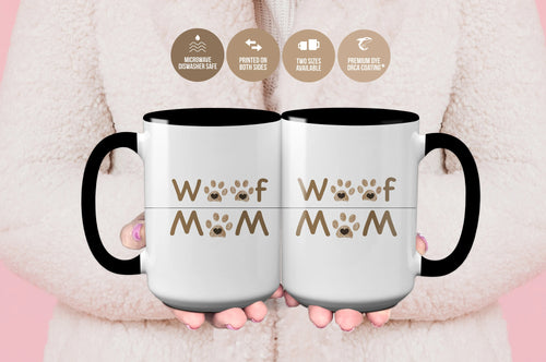 Woof Paw Print Dog Mom Mug