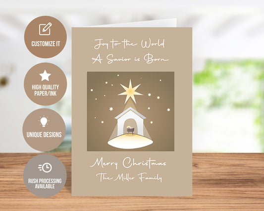 Joy To The World Custom Christmas Greeting Card