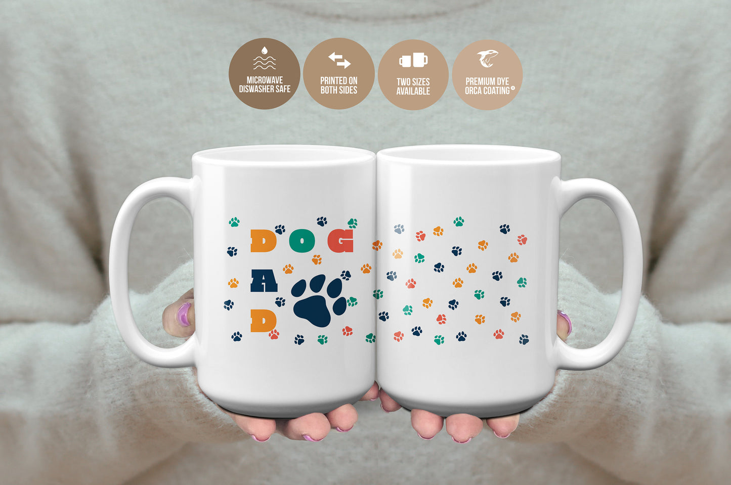 Cute Paw Print Dog Dad Mug
