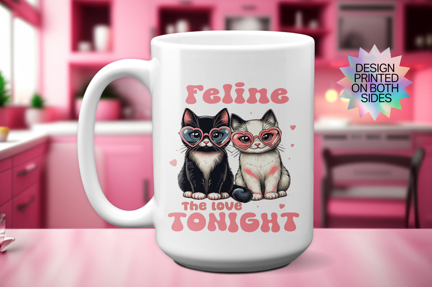 Cat Lover "Feline the Love Tonight" Mug with Cats