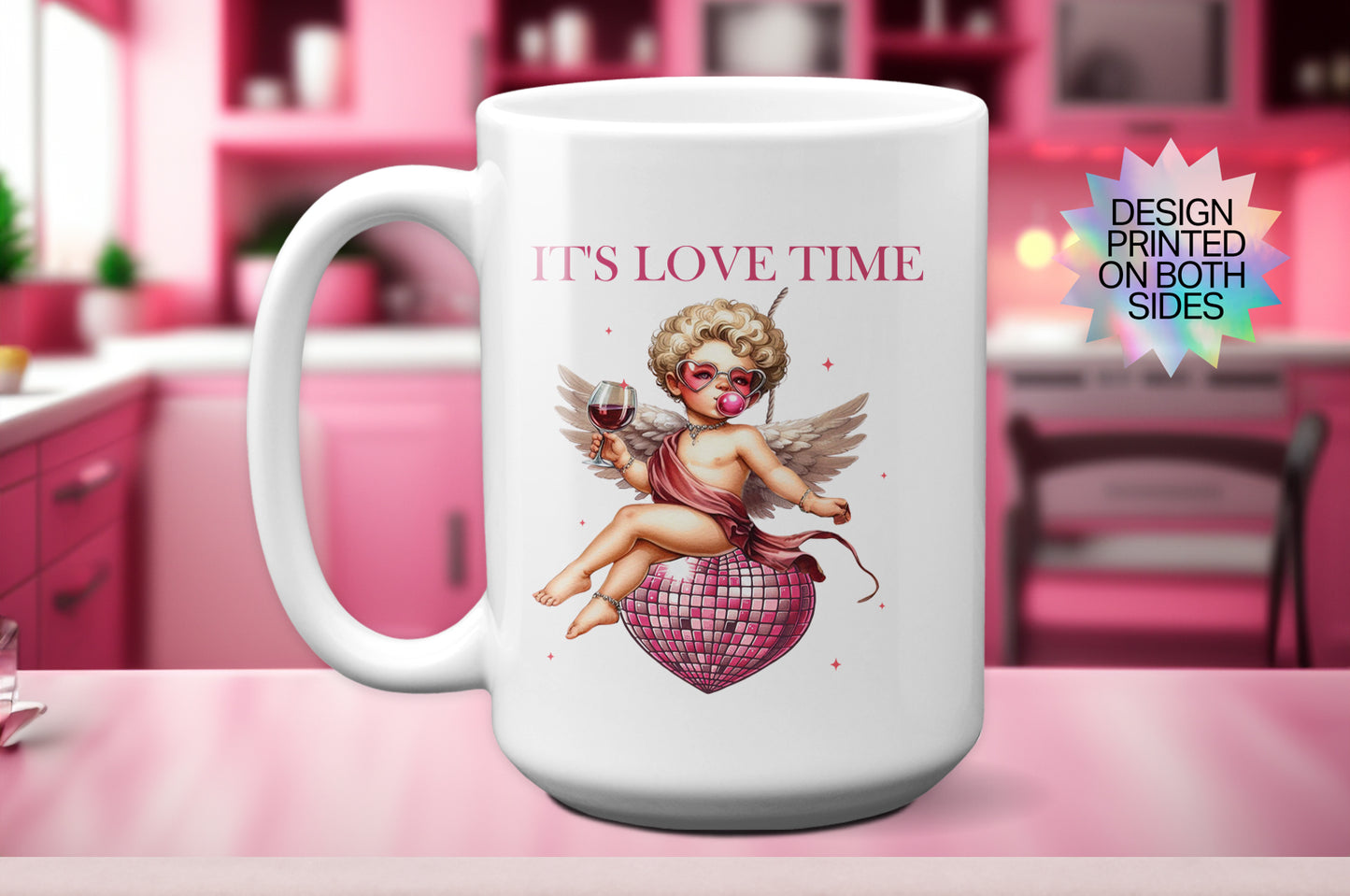 Fun "It's Love Time" Romantic Valentine's Day Mug