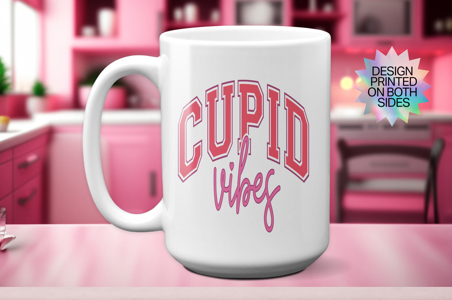 Fun "Cupid Vibes" Valentine’s Day Mug