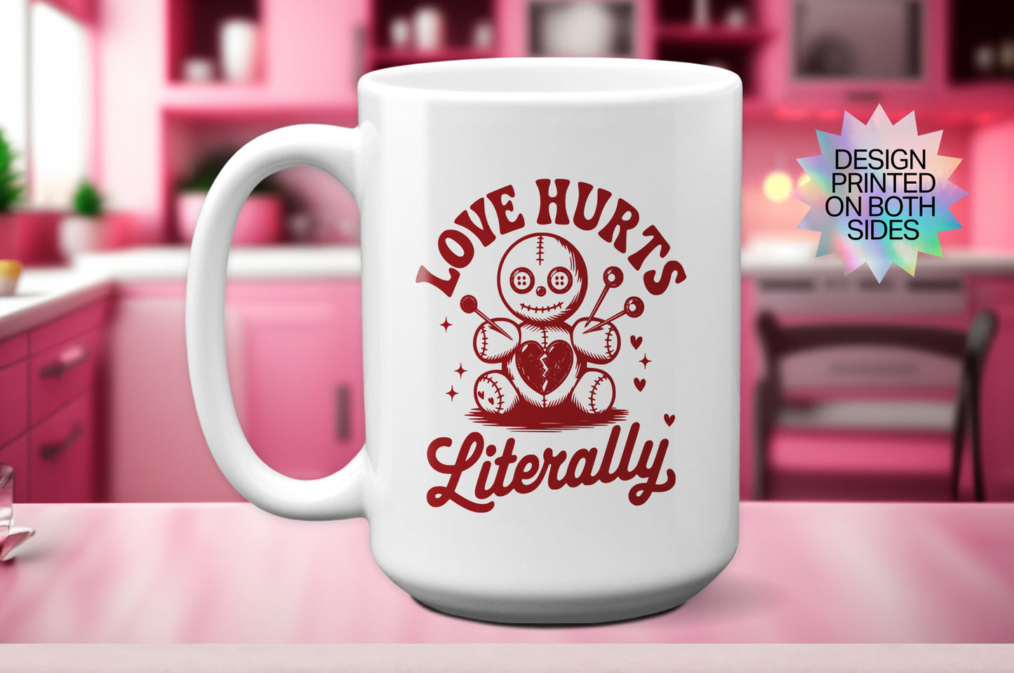 Fun "Love Hurts (Literally)" Voodoo Doll Valentine’s Day Mug