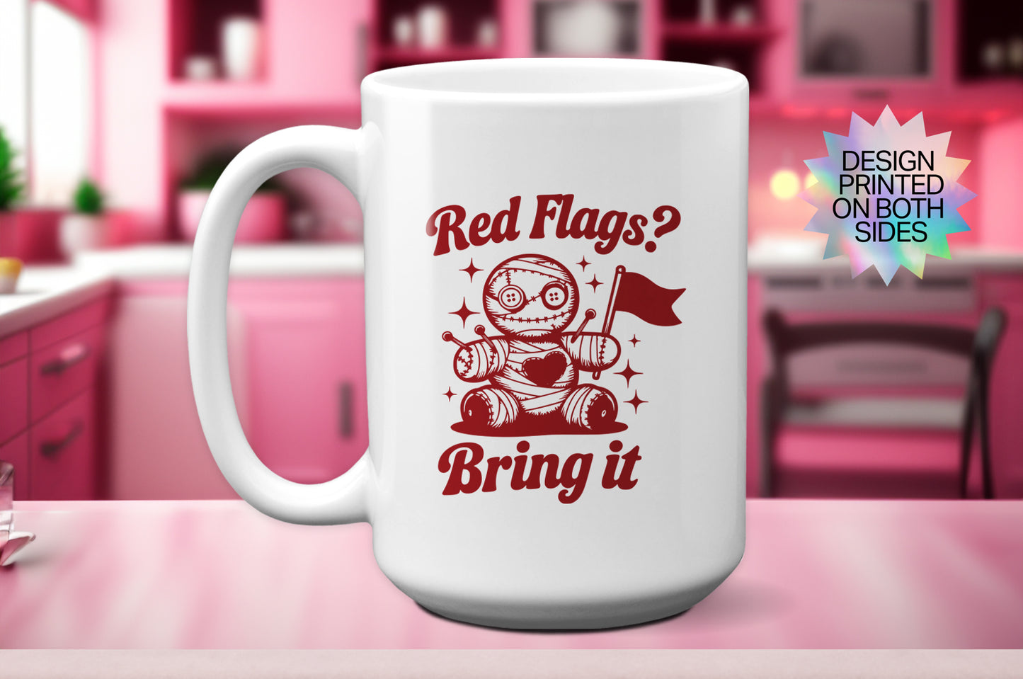 Fun "Red Flags? Bring It!" Voodoo Doll Valentine’s Day Mug