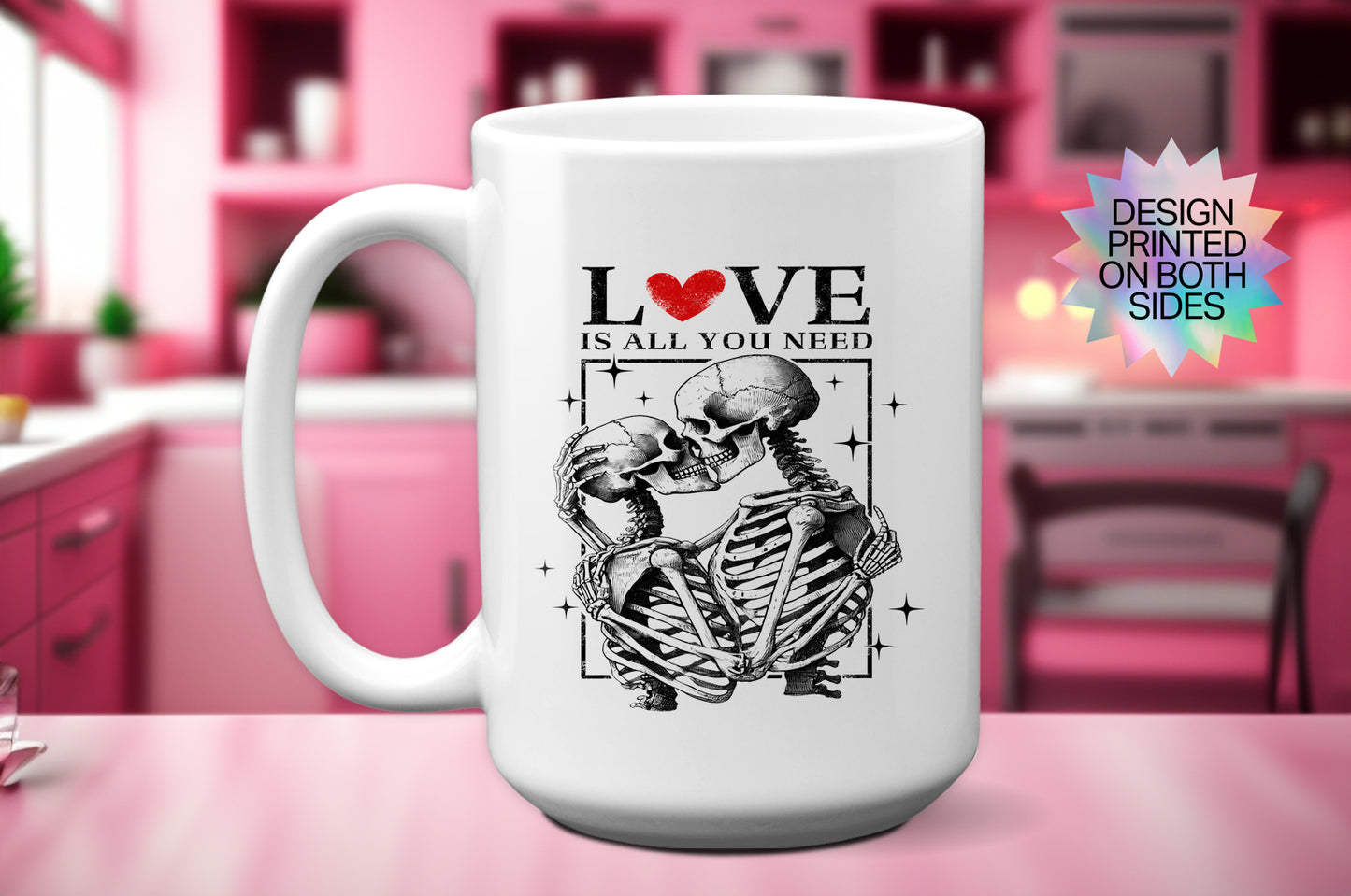 New "Love Is All You Need" Mug with Skeletons - A Unique Valentine’s Day Gift