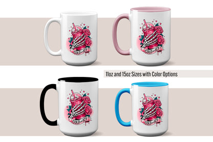 Funny "Cold and Icy" Skeleton Hand Valentine’s Day Mug