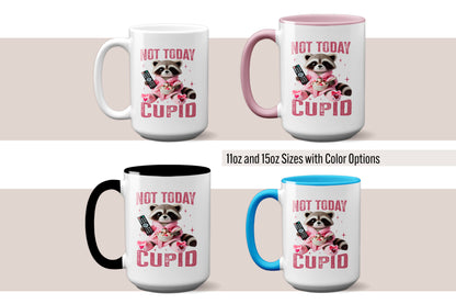 Fun "Not Today, Cupid" Raccoon Valentine’s Day Mug