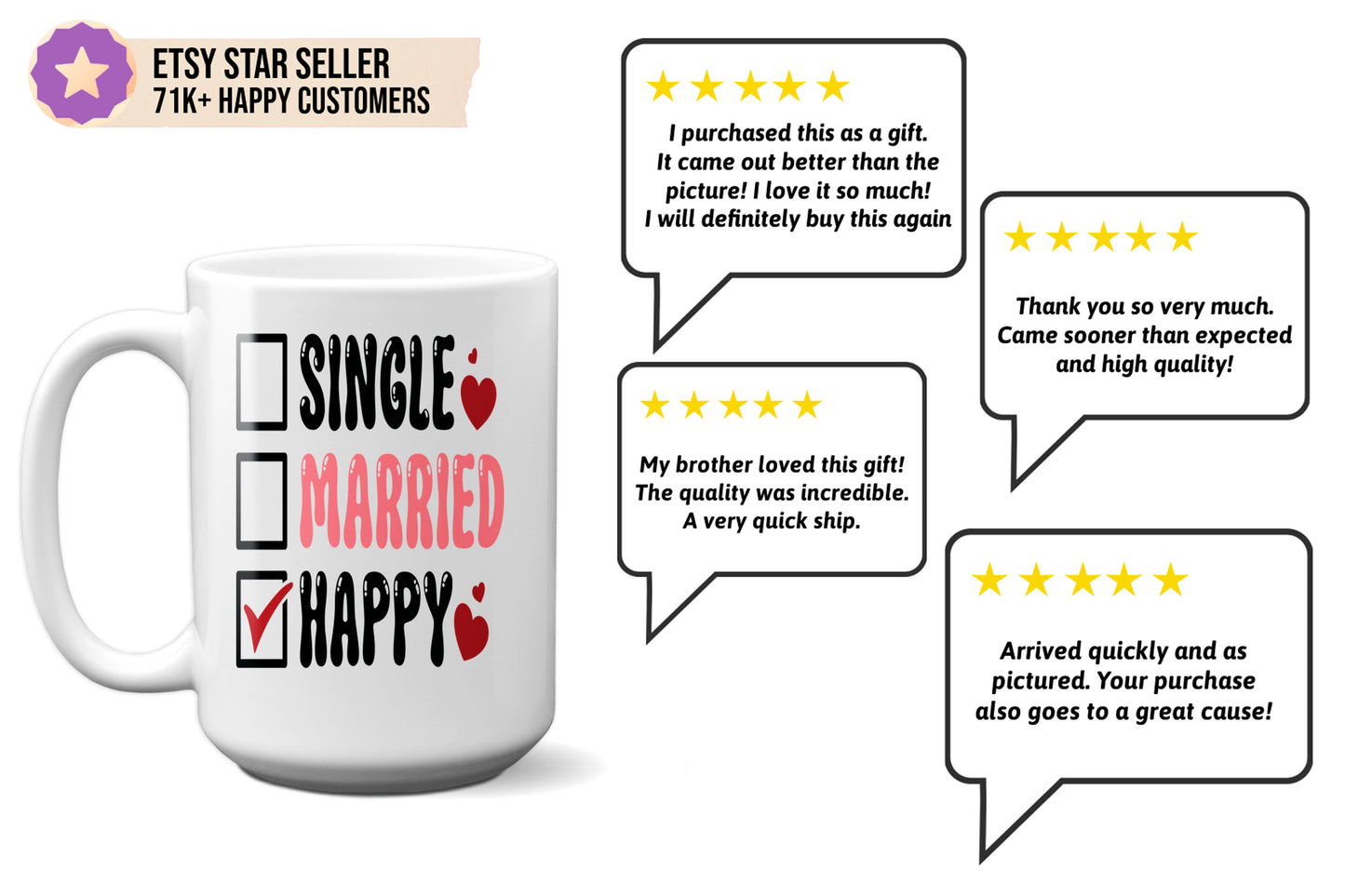 Fun "Single, Married, Happy" Valentine’s Day Mug