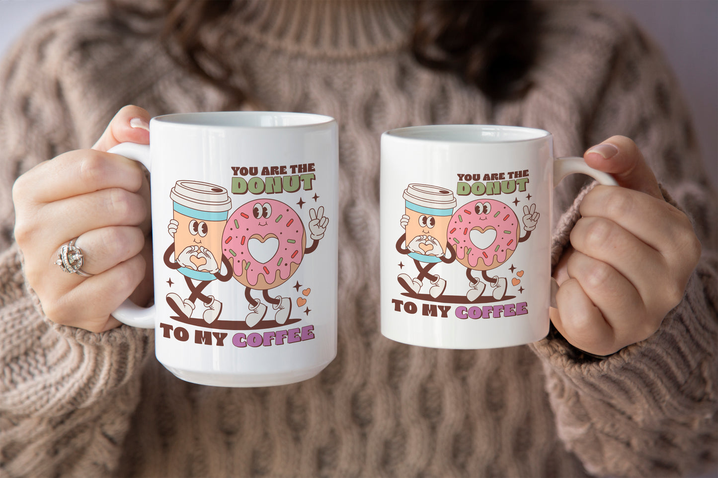 Unique "You Are the Donut to My Coffee" Valentines Mug