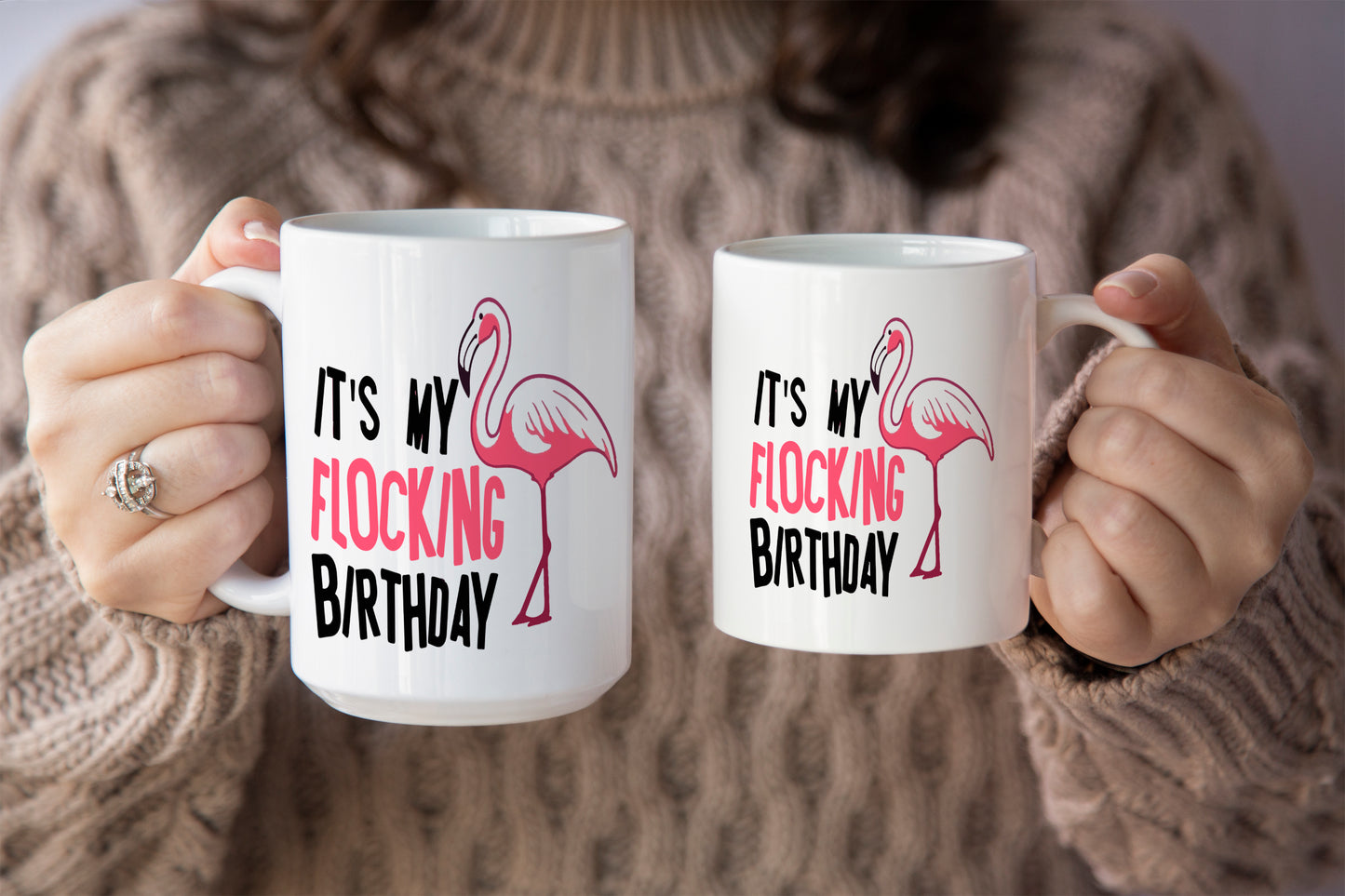 Fun "It's My Flocking Birthday" Mug with Flamingo