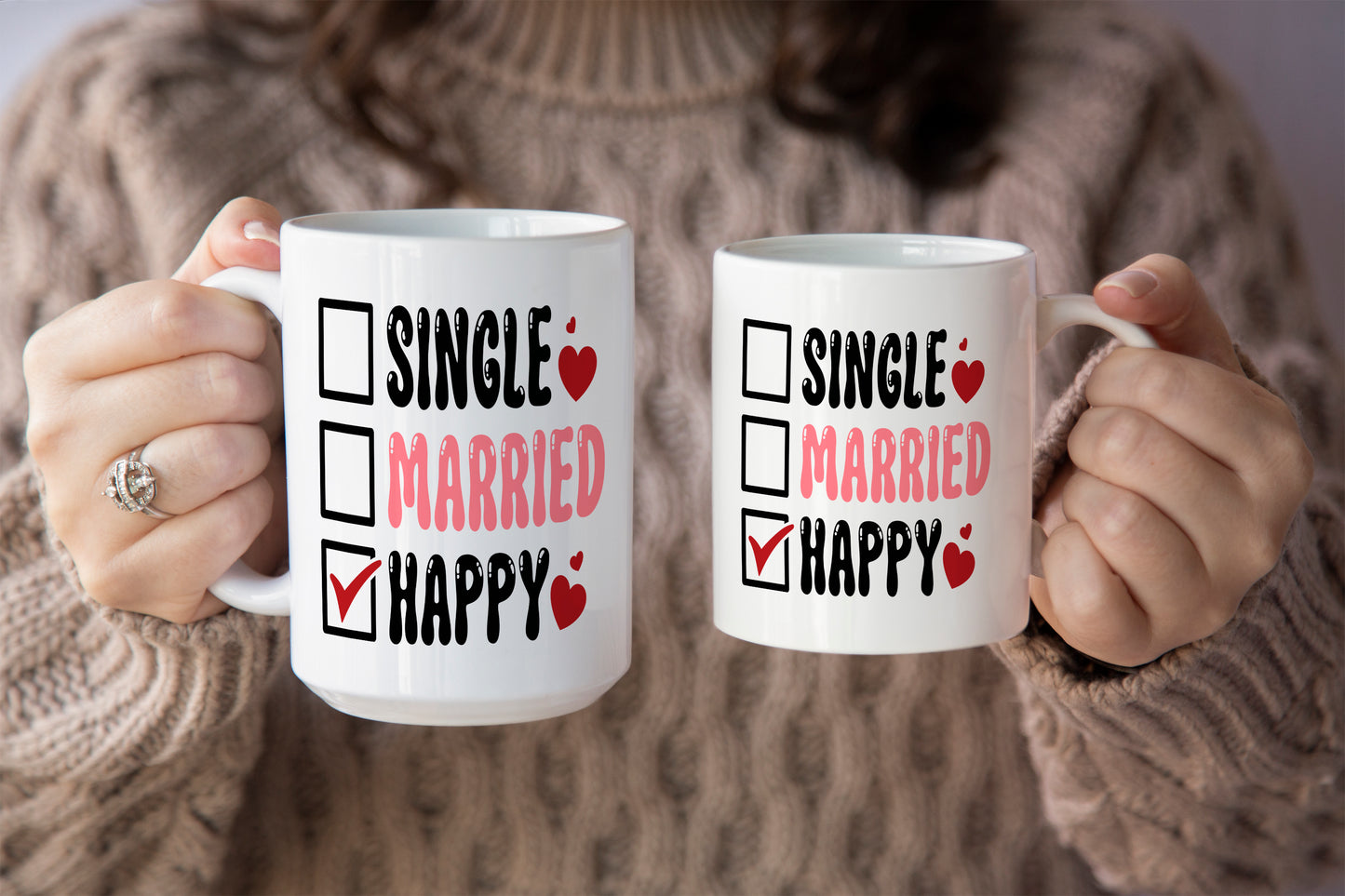 Fun "Single, Married, Happy" Valentine’s Day Mug