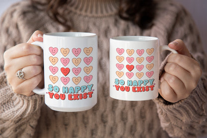 Super Sweet "So Happy You Exist" Mug with Hearts