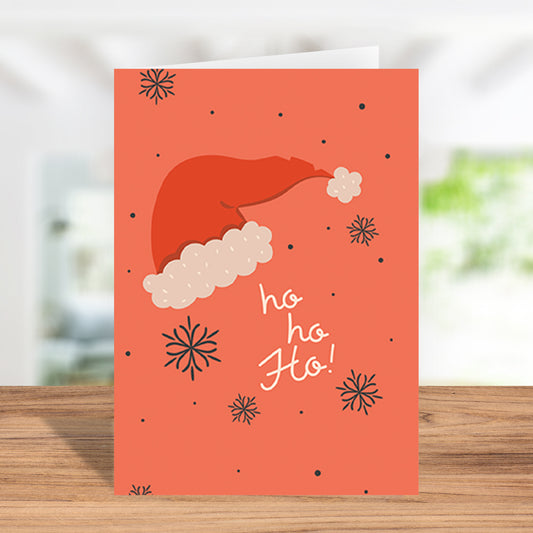 Ho Ho Ho Santa Hat Holiday Greeting Card