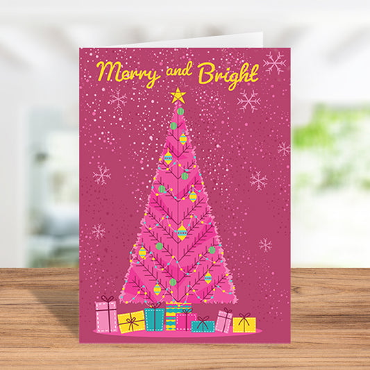 Whimsical Merry and Bright Christmas Greeting Card