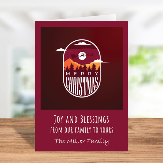 Western Theme "Joy And Blessings From Our Family To Yours" Personalized Christmas Card