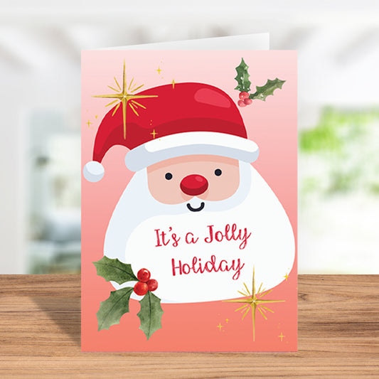 It's a Jolly Holiday Santa Christmas Greeting Card