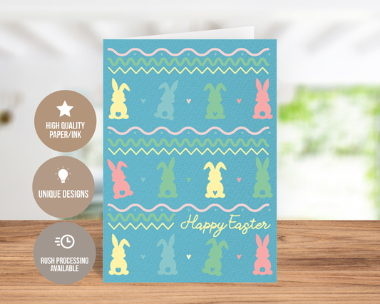 Cute Colorful Bunnies - Happy Easter Card