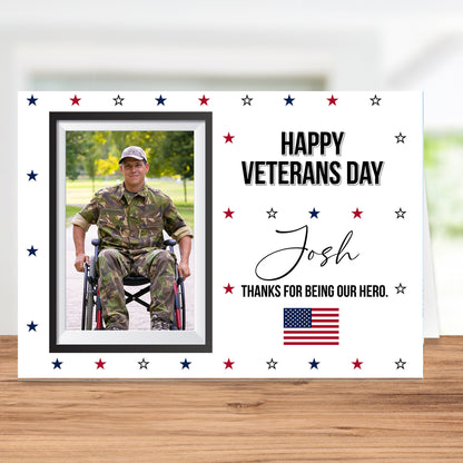 Veterans Day "Happy Veterans Day, Thanks For Being Our Hero" Photo Greeting Card