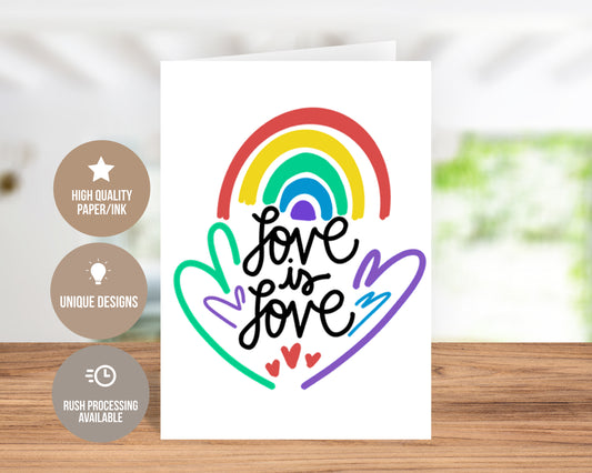 Love Is Love Rainbow Pride Card