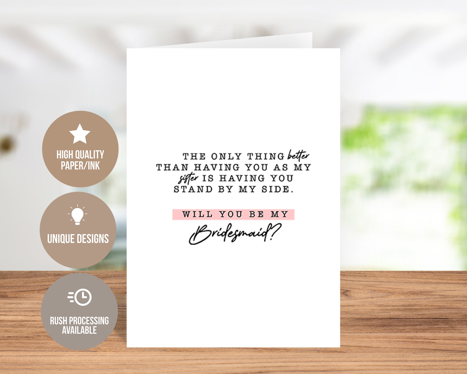 Stunning Bridesmaid Proposal Card for Your Sister