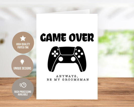 Game Over, Be My Groomsman Greeting Card