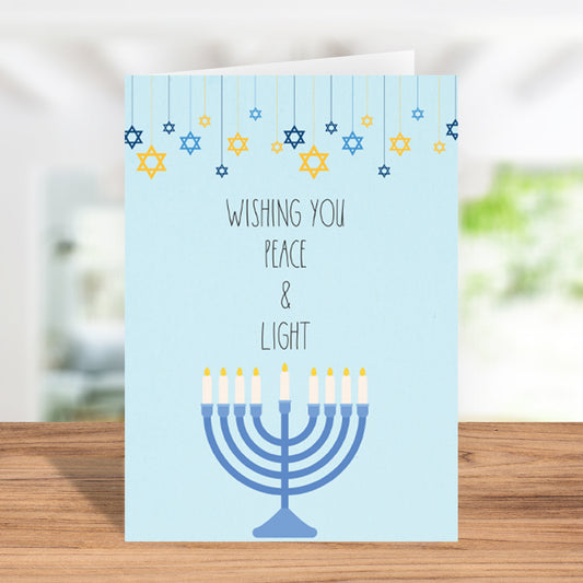 Wishing You Peace and Light Hanukkah Card