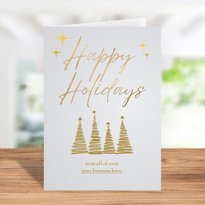 Customizable "Happy Holidays From All Of Us At ....." -Gold Card From Business