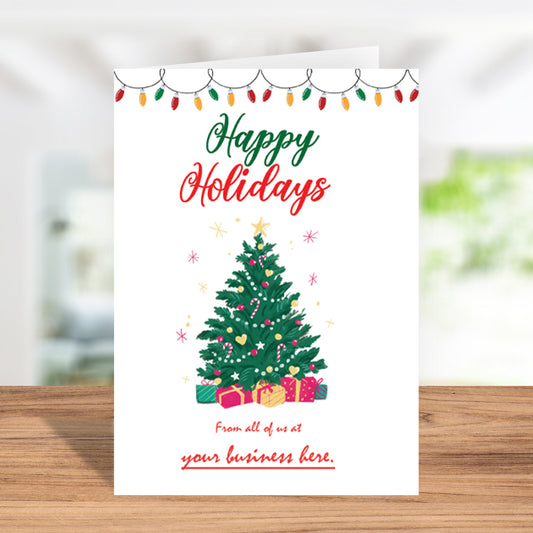 Customizable "Happy Holidays From All Of Us At ..... " -Festive Christmas Card From Business