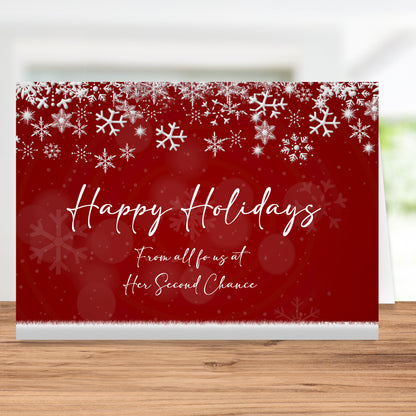 Customizable "Happy Holidays From All Of Us At ....." - Red Card From Business