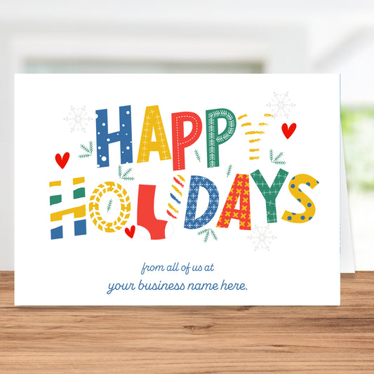 Customizable "Happy Holidays From All Of Us At ....." - Card From Business-Vibrant Design