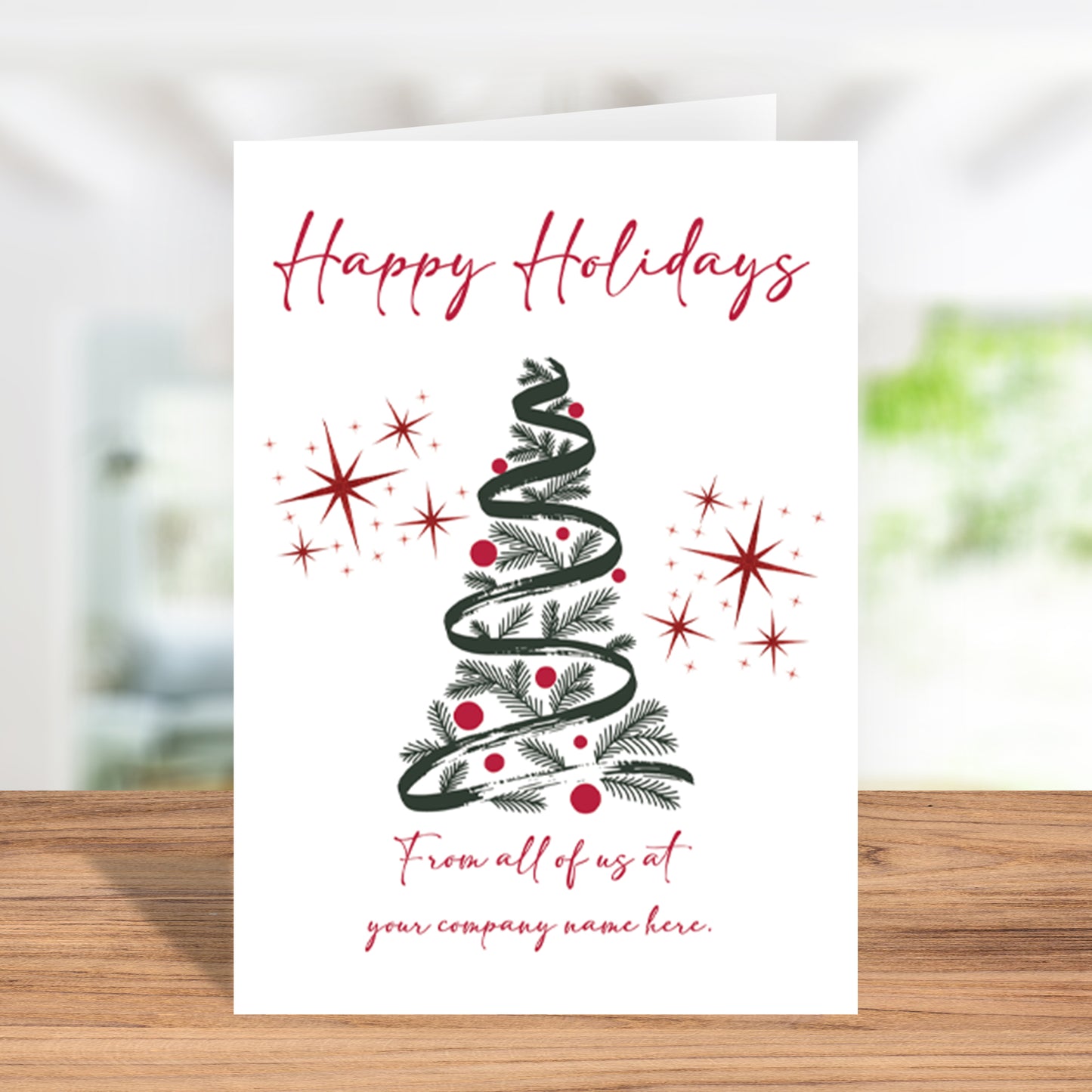 Festive Customizable "Happy Holidays From All Of Us At ....." - Card From Business