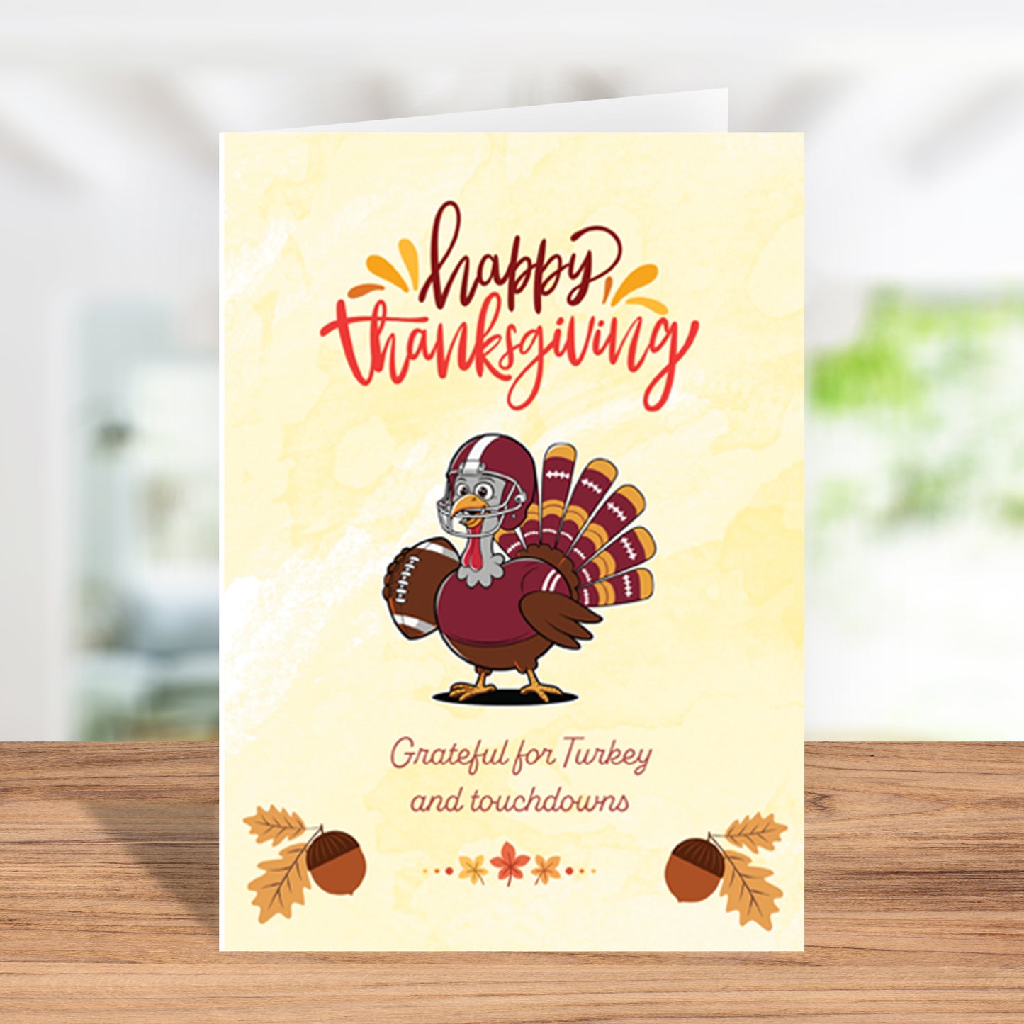 Grateful for Turkey and Touchdowns Thanksgiving Card