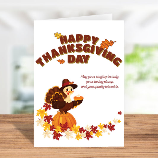 Festive "Dessert First Happy Thanksgiving" Greeting Card