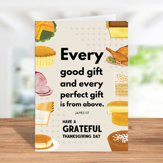 Thanksgiving Card with Bible Verse - "Every Good Gift is From Above" - James 1:17