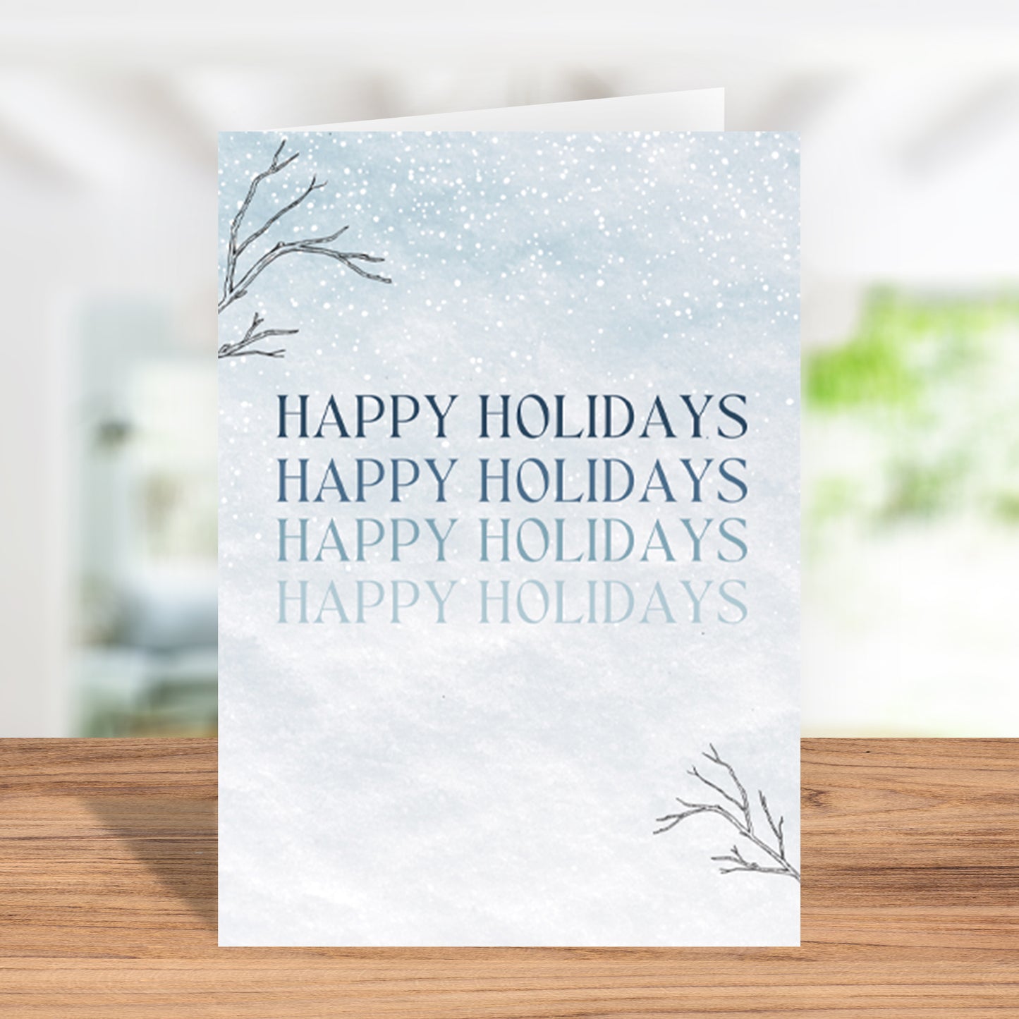 "Happy Holidays" Card with Simple Snowy Winter Theme