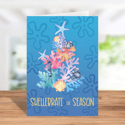 Beach themed "Shellebrate the Season" Nautical Christmas Card