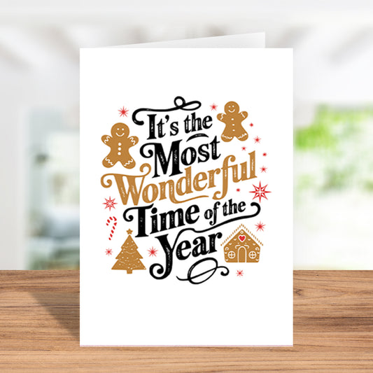 Handmade "Most Wonderful Time of the Year" Whimsical Christmas Card